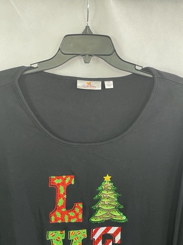 Quacker Factory Christmas LOVE Long Sleeve T-shirt Size 3X A267228 - Picture 2 of 15