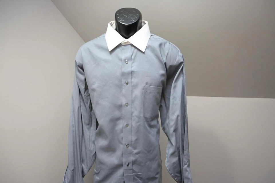 Donald Trump Dress Shirt Regular Fit Gray French Cuff Mens Size 18 36/37 2XL - Image 2 of 4