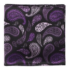 Purple Paisley Pocket Square for Men,100 Silk Suit Handkerchief for Formal Tu...