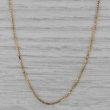 Box Chain Necklace 14k Yellow Gold 24" 0.9mm Italian
