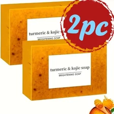 2-Pack Turmeric Glow Soap Bar - Lemon & Kojic Acid, Removing Dark Spots