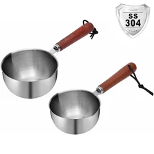 2 PCS Dog Food Scoop Pet Food Scoop 304 Stainless Steel Wood Handle 1 Cup