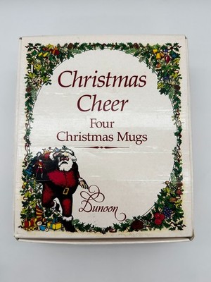 Boxed Set of 4 Dunoon Stoneware Christmas Mugs w/ Box Never Been Used