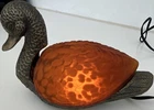 Vintage Duck Shaped Glass Metal Tiffany style Accent Lamp Orange Light cottage