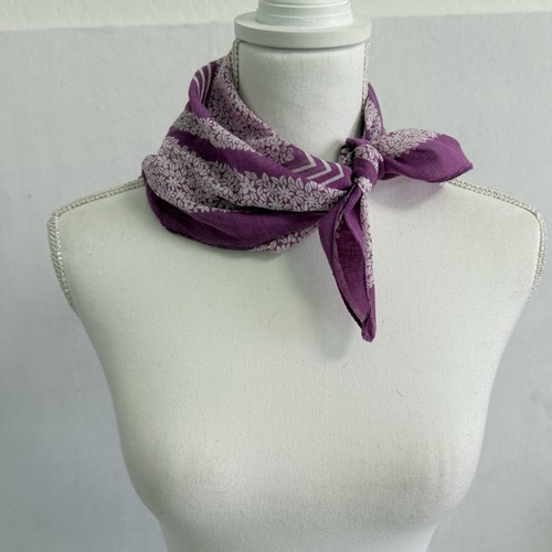 Echo Floral Scarf Womens Cotton Purple Daisies Signed 21" Square Vintage