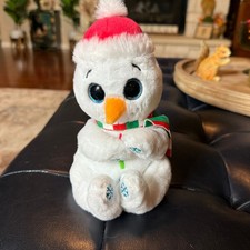 Ty Beanie Boos Scoop the Snowman Christmas Plush Toy with Red Santa Hat