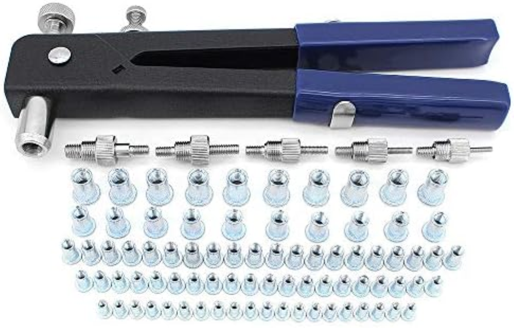 Yuhtech Kit Rivettatrice Professionale, 86Pcs Rivettatrice Kit, Rivetti Dadi M3