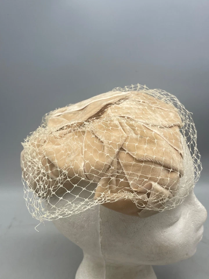Gorra calavera vintage para mujer sombrero malla red boda teatro talla única bronceado LEER Foto 3 de 4