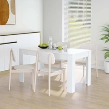 Dining Table White Engineered Wood Medium Simple Dining Table