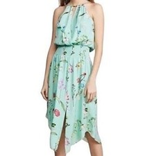 PARKER NEW YORK Grass Gigi Midi Dress Smocked Waist Halter Floral Print XL NWT