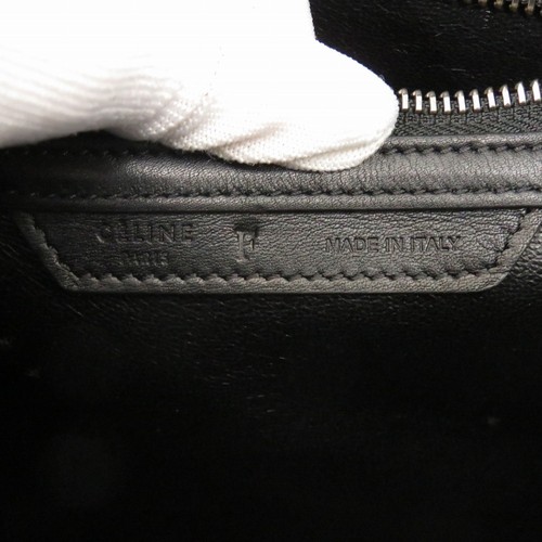 AUTHENTIC CELINE Luggage micro Shoppe rHand Bag Black/Orange Leather - Picture 9 of 10