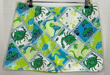 Vtg Lilly Pulitzer Skirt Blue Green Starboard Patch Turtles Crabs Size 10