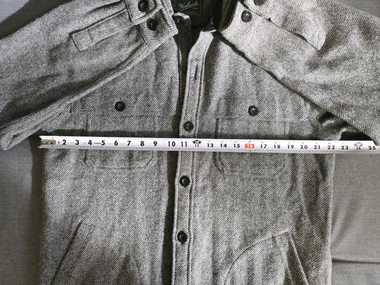 Woolrich Wool Double Cape Stag Shirt Jacket Mens M Grey Cruiser Mackinaw Coat image 8