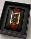 Vintage Seiko Slim Tank Quartz Black Dial Japan Made Wrist Watch
