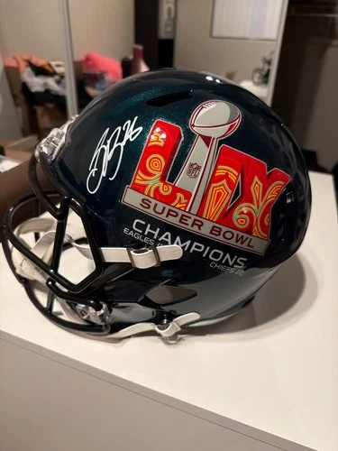 Saquon Barkley Signed Eagles Super Bowl 59 LIX Speed replica Helmet PSA