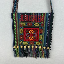 BOHO-STYLE JERUSALEM TAPESTRY CROSSBODY BAG TOP ZIPPER CLOSURE EMROIDERED