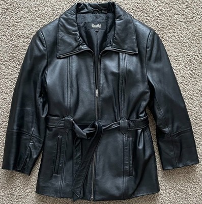 Excelled Collection Leather Jacket w. Belt - M - VG