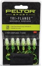 Peltor Sport Tri-Flange Corded Reusable Earplugs, 26 Db Nrr, 3-Pair Per Pack