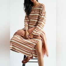 FREE PEOPLE BEACH TOES IN THE SAND MAXI SWEATER TUNIC DRESS XS