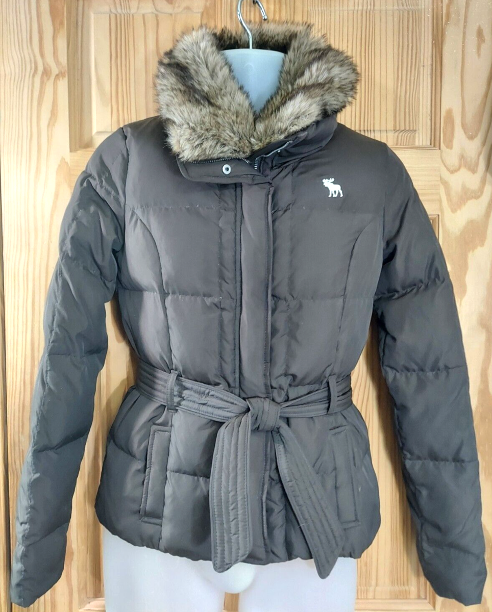 Abercrombie & Fitch Down Puffer Detachable Faux Fur Trim Hood Coat