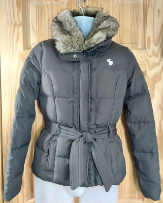 Abercrombie & Fitch Down Puffer Detachable Faux Fur Trim Hood Coat