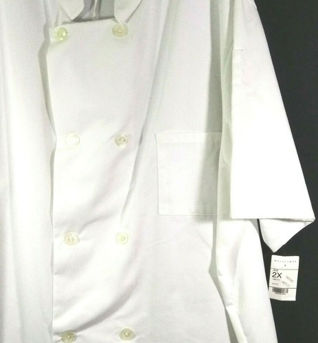 Five Star Fundamentals Chef Coat 8 Pearl Button Short Sleeve White 2XL NEW - Picture 6 of 7