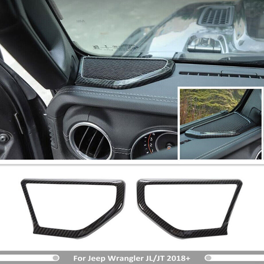 Carbon Fiber A-Pillar Speaker Cover Trim Accessories For Jeep Wrangler JL 18-23