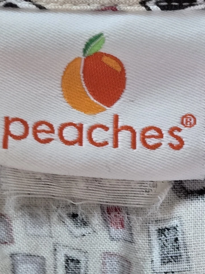 Blusa Médica Peaches Talla XL-Bronceada/Negro/Roja Floral Cuello en V-Pecho 26" L 25.5" Foto 3 de 4