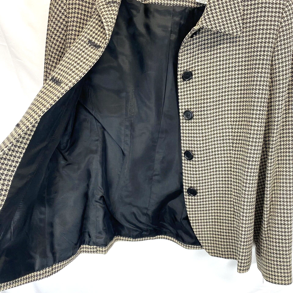 ANN TAYLOR PETITES ЖЕНЩИН SZ 6P BLAZER КУРТКА ШЕРСТИ СМЕСЬ ЗЕЛЕНЫЙ/БЕЖЕВЫЙ HOUNDSTOOTH - Изображение 2 из 4
