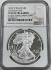 2016 W $1 American Silver Eagle Lettered Edge NGC PF69 Ultra Cameo - 30th Anni.