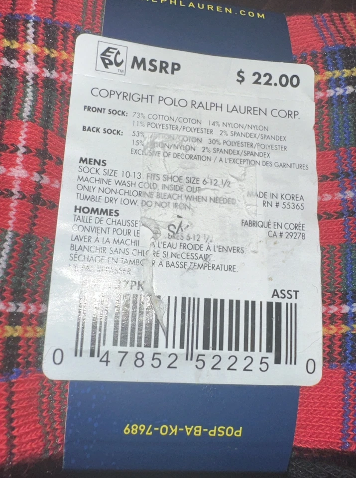 Paquete de 2 calcetines a cuadros dálmatas Polo Ralph Lauren para hombre Foto 3 de 4