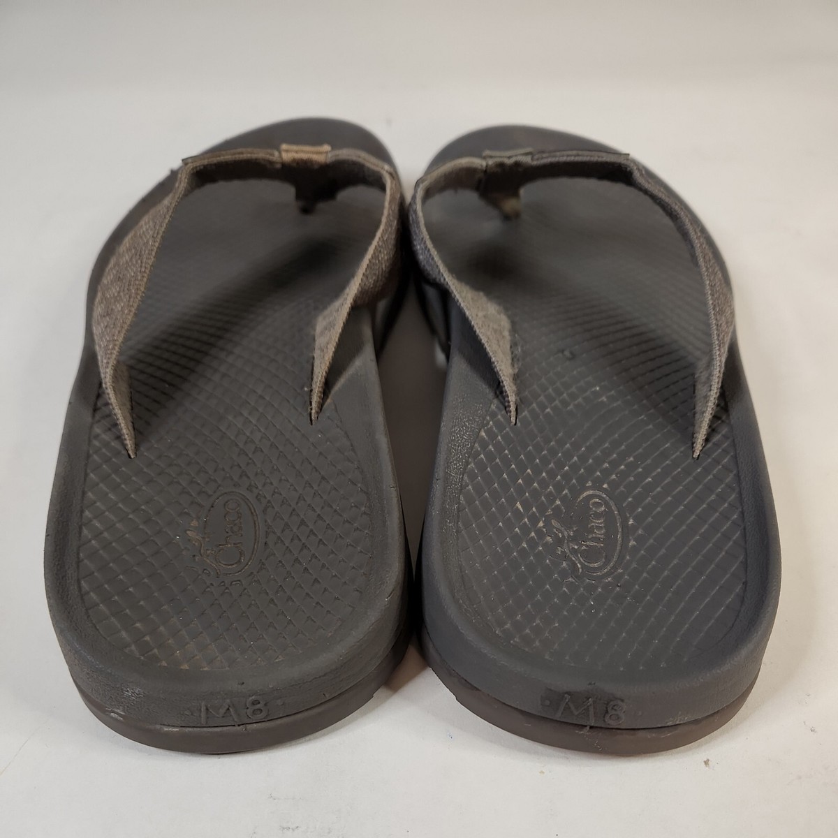 Chaco Mens 8 Slip-On Thong Flip Flop Sandals Brown Gray  display picture 1