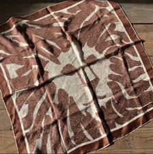 vintage anne klein brown and cream lion pattern silk scarf