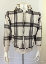 Modern Culture Boys Beige Brown Plaid Long Sleeve Full Zip Hooded Jacket XXL