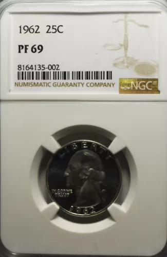 1962 25c Washington Proof Silver Quarter Dollar NGC PF69