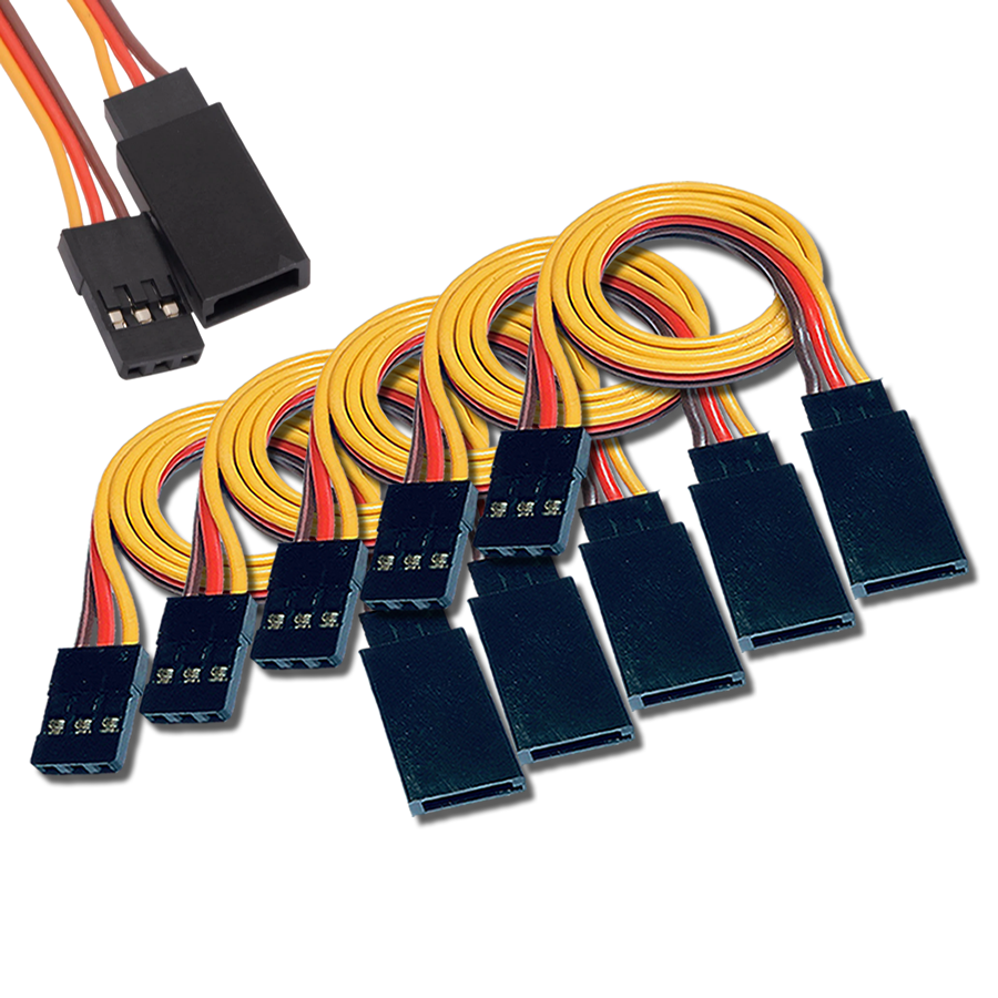 4 Prolunghe Per Cavo Servo JR/Graupner - 80cm, Piatto, 26AWG - Per Auto/Aerei RC