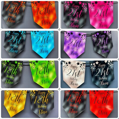 Personalisierte Gold Geburtstag Wimpel Banner Dekoration beliebiger Name jedes Alter gleicher Posten
