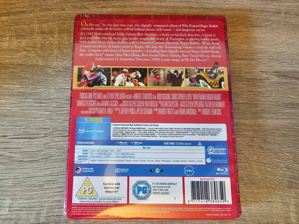 Who Framed Roger Rabbit 25th Anniversary Blu Ray Steelbook (Zavvi) (New & Sealed - Image 2 of 4