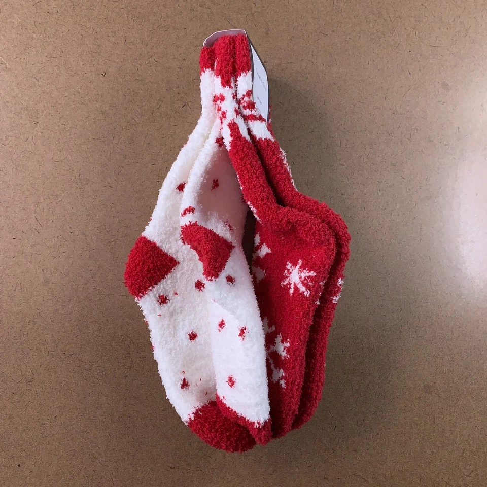 Zapatos Charter Club para mujer talla 6-10 copo de nieve rojo acogedores calcetines 2 pares nuevos con etiquetas Foto 3 de 4