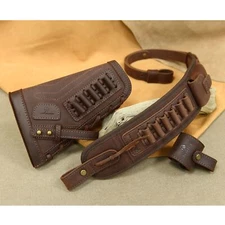 Set of No Drilling Leather Rifle Buttstock, Sling, Barrel Mount for .30-30.357