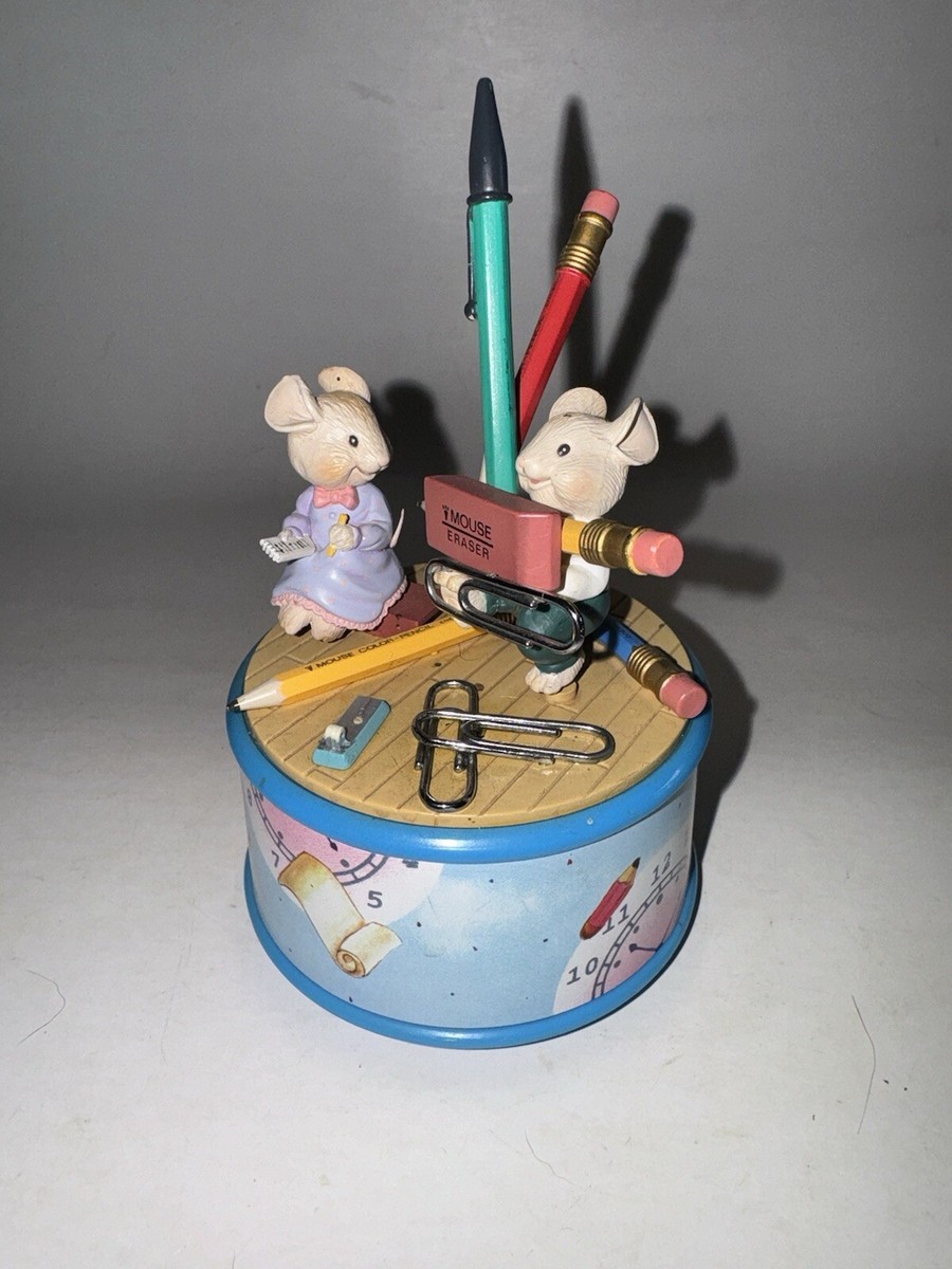 Vintage Enesco Music Box Wind Up MICE SUPPLIES IN DEMAND Nine to