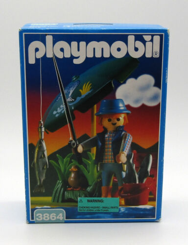 New Vintage Sealed 1996 Playmobil 3864 Fisherman with Rod & Reel Made In Germany - Picture 1 of 7