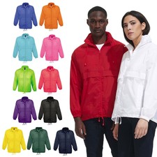 Unisex Windbreaker Raincoat Jacket Shower Resistant Concealed Hood Packable Sols