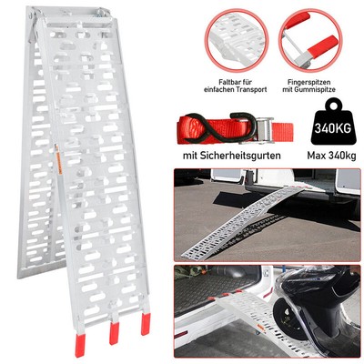 Auffahrrampe Auffahrschiene Stahl Klappbar max. 340kg Verladerampe Alu