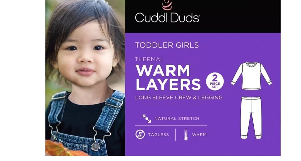 Brand New Toddler Girls Cuddl Duds Thermal 2 Piece Baselayer Set 2T/3T, 4T, 5T - Image 2 of 3