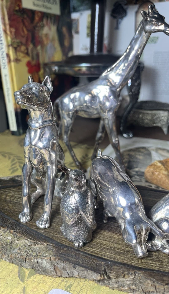 Lote de 9 figuras esterlinas SwanDogs cerdo pingüino caballo jirafa violinista V7 G2U Foto 2 de 4