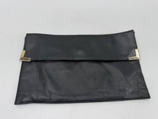 Korea Black Leather Envelope Clutch Handbag Fold Over Evening Purse Vintage