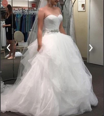 WHITE by VERA WANG Hand-Draped Tulle Wedding Dress Size 8 Ball Gown
