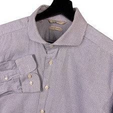 Suitsupply Blue White Houndstooth Egyptian 2-ply Cotton Shirt H5249U 16.5 42 Sli