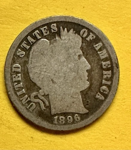1896 Barber Dime. 90% Silver. Good Condition. Charity Auction/Animal Shelter￼